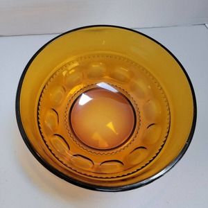 Vintage MCM Indiana Colony Glass Amber Kings Crown Bowl 9.5 inches Mid Century